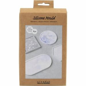 creativ company Silikonformen Quadrat, Kreis, Sechseck u Oval 4 Stück