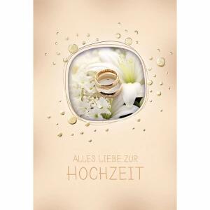 Kurt Eulzer Hochzeitskarte Eheringe auf weißen Lilien