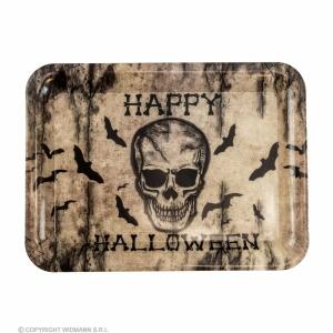 WIDMANN Tablett Happy Halloween Totenkopf 33x24cm