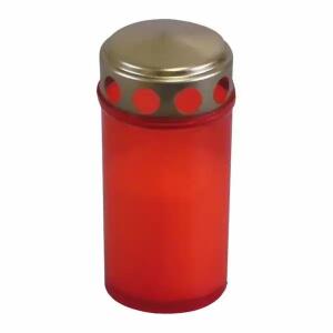 Grabkerze mit Golddeckel rot 12cm