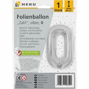 Folienballon Zahl 0 silber 80cm