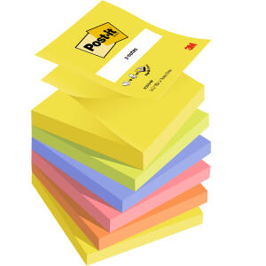 Post-it Haftnotizwürfel Z-Notes 5 Farben 76x76mm 6x100 Blatt