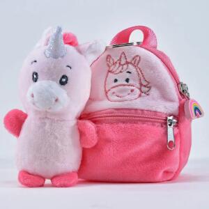 Plüschtier im Plüsch-Rucksack Friends2Go Einhorn Polyester rosa/weiß 12,5x8x5,5cm