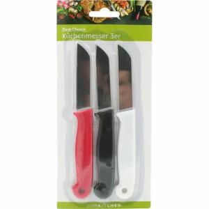 Küchenmesser Klinge 7cm rot, schwarz, weiß 16cm 3 Stück Blister