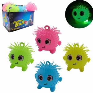 Puffer Ball Monster mit Licht grün, pink, gelb, blau 16cm 4fach sortiert