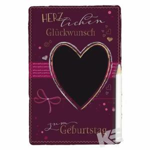 Kurt Eulzer Geburtstagskarte Tafel Herz mit Stift