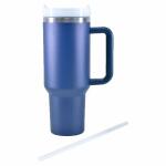 Thermo Henkelbecher aus Edelstahl mit Strohhalm...