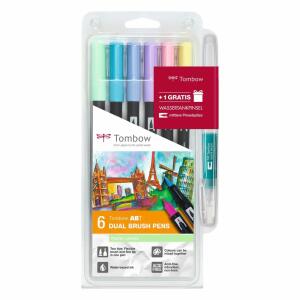 Brush Pens Pastel 6er & Wassertankpinsel gratis