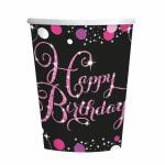 amscan Pappbecher Happy Birthday Sparkling pink 250ml 8...