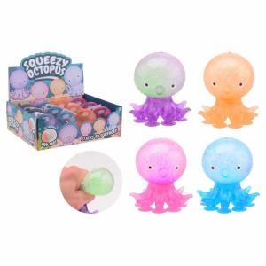 Stressball Squeezy Octopus mit Saugtentakeln mehrfarbig 8x8x9cm 4fach sortiert