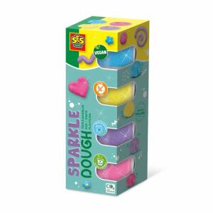 SES CREATIVE Glitzer-Knete Feel good sparkle 4x90g