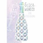 Kurt Eulzer Glückwunschkarte Verlobung Flasche Sektglas