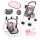 Puppenbuggy mit Zubehör grau/pink für Puppen bis 46cm