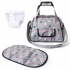 Puppen-Pflegetasche Design Einhorn grau