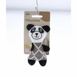 Katzenspielzeug Plüschbär schwarz/weiß 13,5x7,5cm