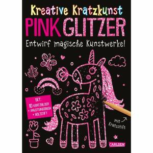 CARLSEN Kratzbilder-Set Kreative Kratzkunst Pink Glitzer Entwirf magische Kunstwerke!