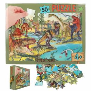 DEPESCHE DINO World Puzzle Dinosaurier 58x40cm 50 Teile Box mit Tragegriff