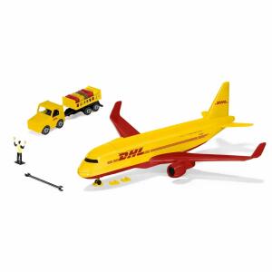 siku DHL Frachtflugzeug mit Zubehör Aufklappbare Rückenklappen 9 Teile