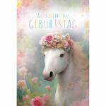 Kurt Eulzer Glückwunschkarte Geburtstag Pferd Blumen