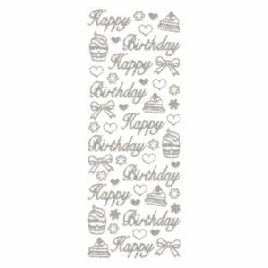 RÖSSLER Sticker Glitter Happy Birthday silber