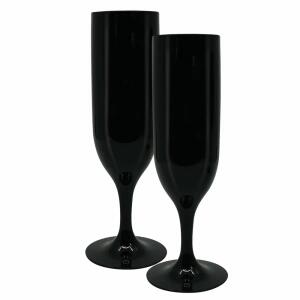 Mehrweg-Sektglas aus Kunststoff schwarz 2 Stück