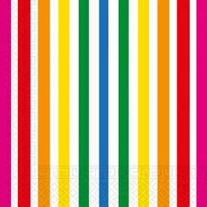 Servietten Bright Colours Streifen 33x33cm 20 Stück
