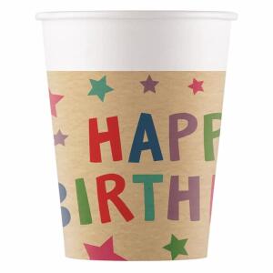 Pappbecher Happy B-Day 200ml 8 Stück