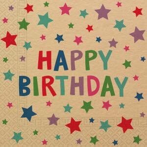 Servietten Happy B-Day 33x33cm 20 Stück