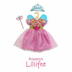 Puppenkleid Prinzessin Lillifee mit Glitzerkrone und Augenmaske 28-35cm