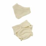 Puppen-Babyset mit Stoffwindel und Lätzchen ecru...