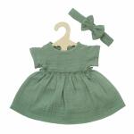Puppenkleid mit Rüschen und Haarband salbeigrün...