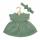 Puppenkleid mit Rüschen und Haarband salbeigrün 28-35cm aus 100% Bio-Baumwolle