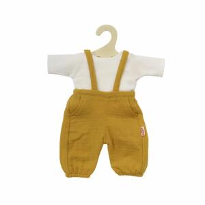 Puppen-Latzhose mit weißem T-Shirt honiggelb 28-35cm aus 100% Bio-Baumwolle