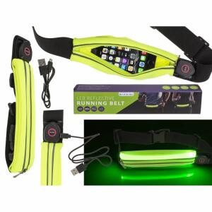 Lauf- und Outdoor- Gürteltasche mit LED reflektierend mit USB-aufladbarer Akku
