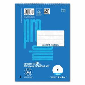 Staufen Spiralblock Premio Lineatur 4 40 Blatt 9mm liniert blau DIN A5 90g/m²