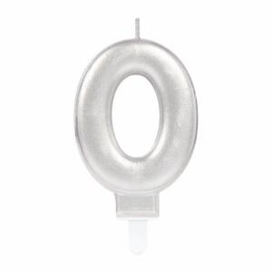 amscan Zahlenkerze 0 Sparkling Celebrations silber 9,3cm