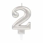 amscan Zahlenkerze 2 Sparkling Celebrations silber 9,3cm