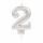 amscan Zahlenkerze 2 Sparkling Celebrations silber 9,3cm