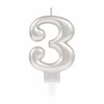 amscan Zahlenkerze 3 Sparkling Celebrations silber 9,3cm