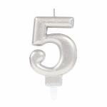 amscan Zahlenkerze 5 Sparkling Celebrations silber 9,3cm
