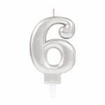 amscan Zahlenkerze 6 Sparkling Celebrations silber 9,3cm