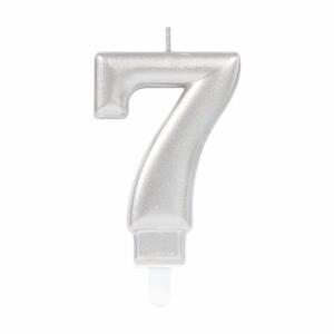 amscan Zahlenkerze 7 Sparkling Celebrations silber 9,3cm