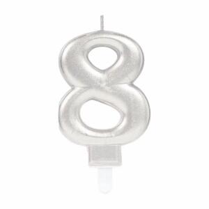 amscan Zahlenkerze 8 Sparkling Celebrations silber 9,3cm