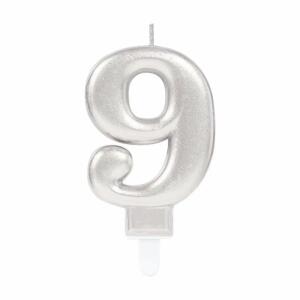 amscan Zahlenkerze 9 Sparkling Celebrations silber 9,3cm