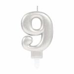 amscan Zahlenkerze 9 Sparkling Celebrations silber 9,3cm