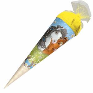 Roth Schultüte Blumenpferde rund Tüllverschluss 50cm
