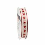 PRÄSENT Seidenband Herzilein bordeaux/creme 15mmx3m