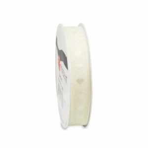 PRÄSENT Seidenband Herzilein creme/weiß 15mmx3m