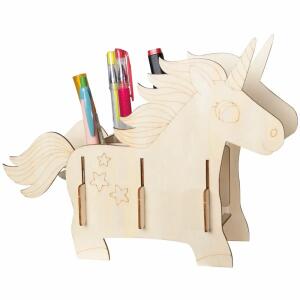 PEBARO Holzbausatz Laser cut Stiftehalter Einhorn