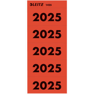 LEITZ Jahreszahletiketten 2025 rot 60x25,5mm 100 Stück für Ordnerrücken 8cm